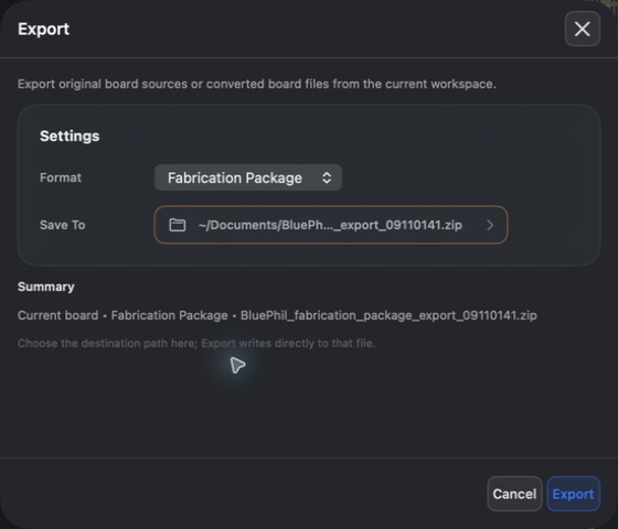 Fabrication Package output configuration