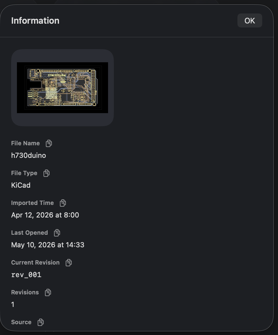 Document information popover