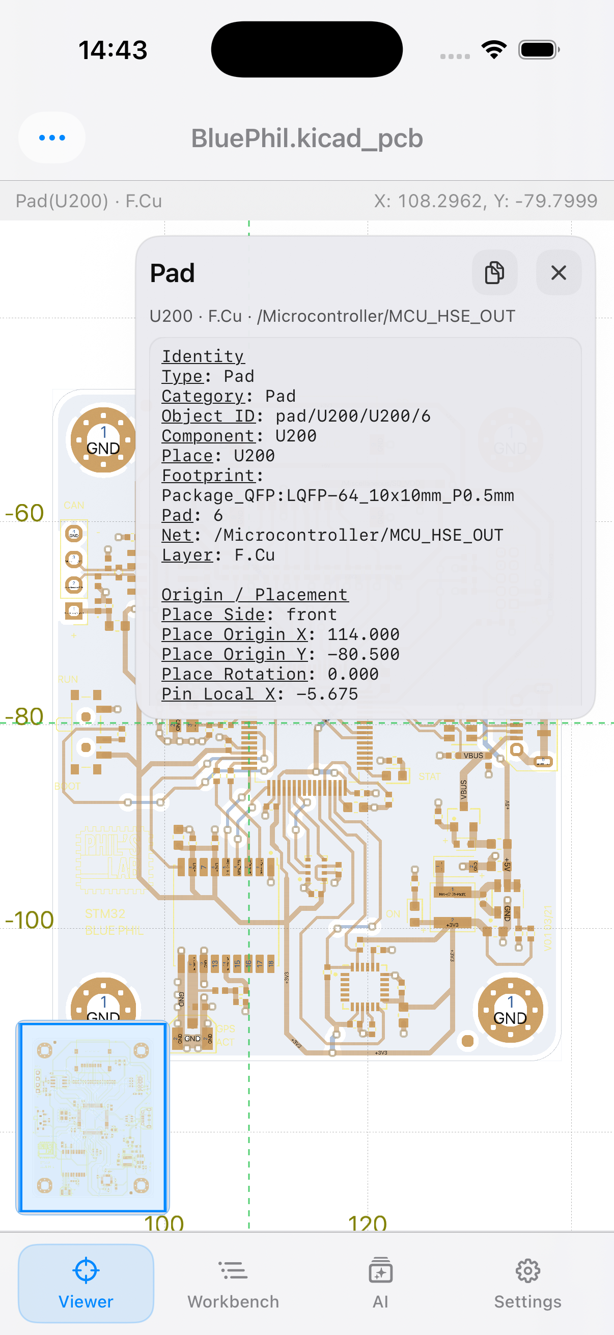 iPhone 2D viewer with picked information card