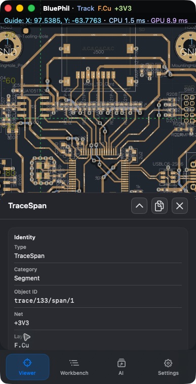 Bottom Info panel after selecting a track in the narrow shell