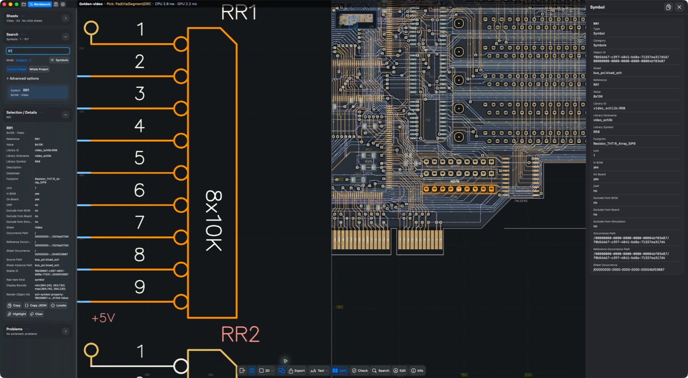 Right-hand Info inspector in a wide-shell dual canvas
