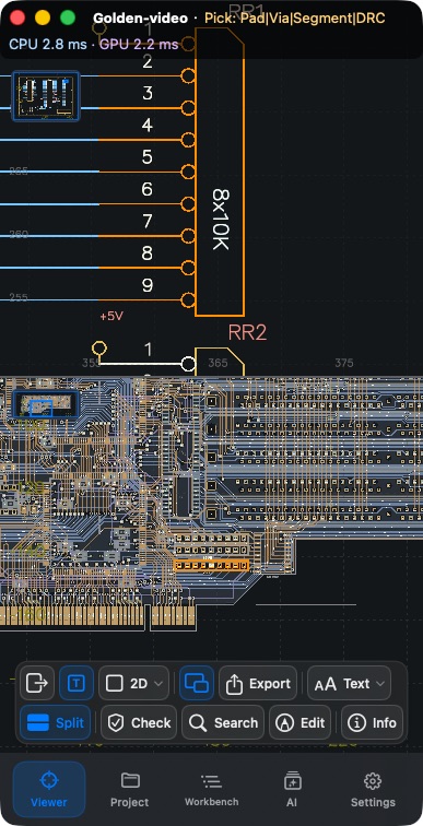 Schematic and PCB stacked in the narrow shell