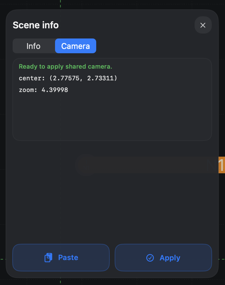 Scene info card Camera tab